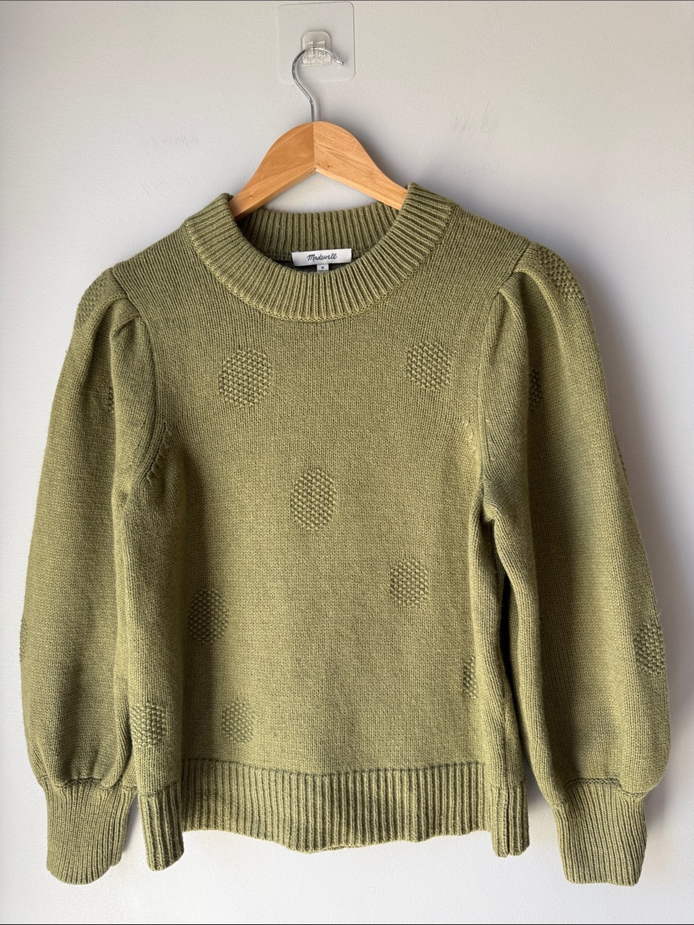 Madewell Eaton Merino Wool Cotton Sweater Green Moss